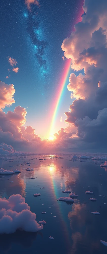 (masterpiece:1.2,Superior Quality,mirror-like,Cinematic Experience),8k,wallpaper,(Taken from space:2.0),stratosphere,(rainbow:2.0),beautiful photo,(dynamic:2.0)、16K, Ultra-high resolution, Ultra-high resolution, to be born,wonderful ,future、rainbow色の、The world 30 years from now