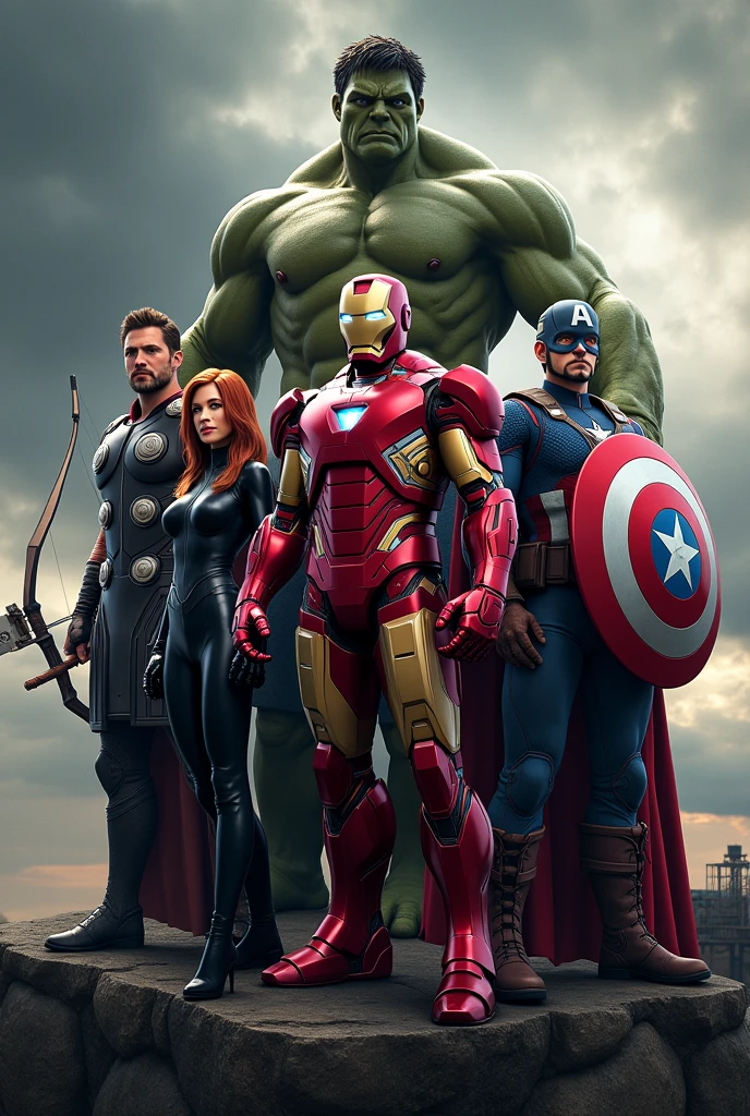 Make Iron Man with Black Widow, make Thor, Hulk, Captain America, Hawkeye and Spiderman