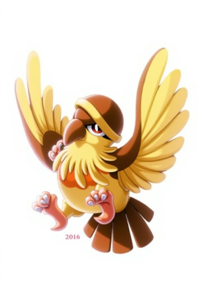 painting of a bird with yellow and brown head and wings, In its beak it carries a white rose, Pidgey, fearow, pokemon illustration, pokemon art style, Aves f CGsociety, by Ken Sugimori, pokemon style, Pokemon Concept Mystery, pokemon style lindo, type of fire, by Eddie Mendoza, similar a pokemon, ken sugimori art, new pokemon, Ground-type Pokémon