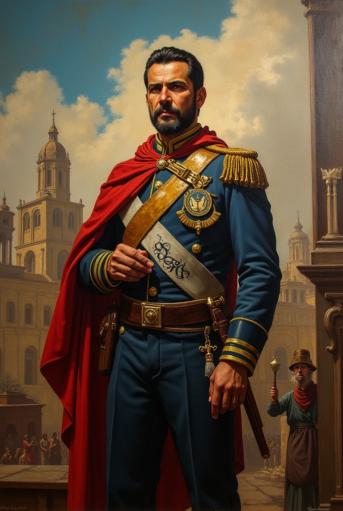 Make me a painting that I can easily draw about a national hero from the history of El Salvador 