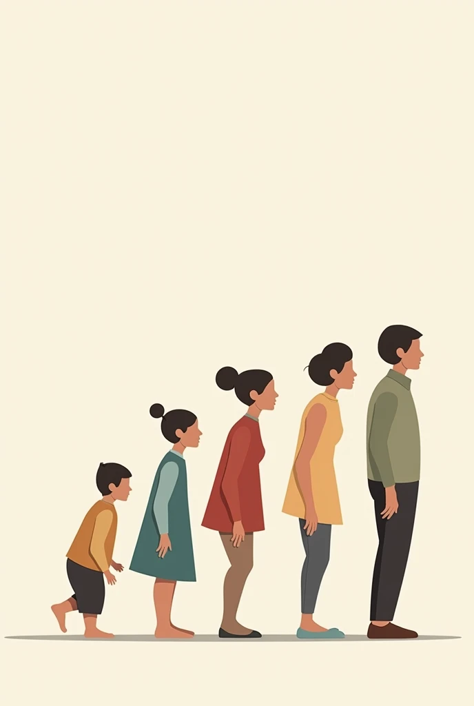 Using basic and simple shapes, with the fundamental elements of the syntax of visual language, illustrate the set: birth, growth, maturation and aging