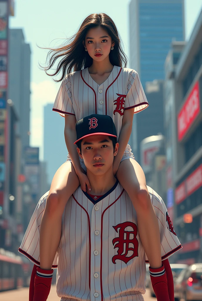 ((Highest quality)), ((masterpiece)), (detailed), A girl riding on Ohtani, sexy
