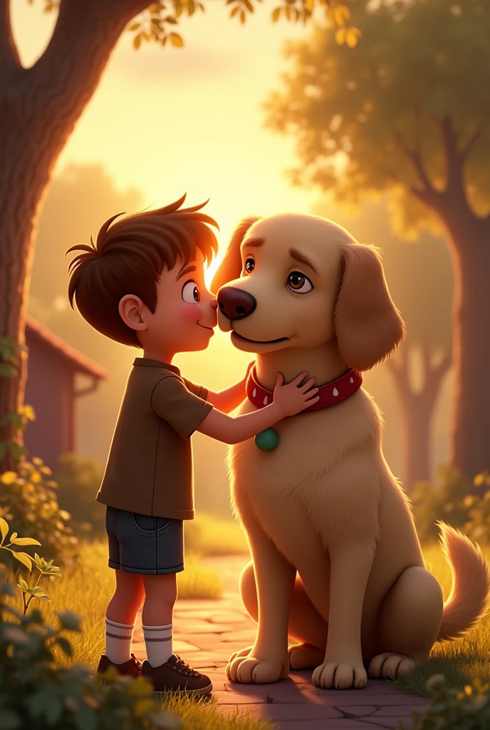 Scene 7: The Farewell As the evening falls, The children's parents arrive to pick them up. Lucas and his new friends say goodbye with hugs and promises to play again soon. Lucas and Max the gifted labrador return home, Happy to have made new friends and had a great adventure together.