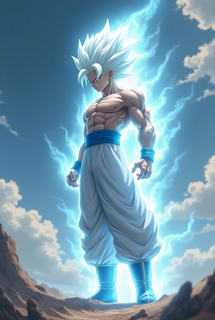 Goku gets ultra instinct (that his hair is like his normal untransformed state but white)