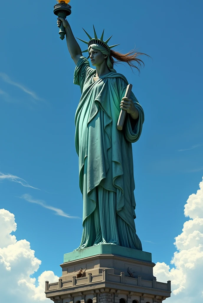 ((Highest quality)), ((masterpiece)), (detailed), A girl on the Statue of Liberty, sexy