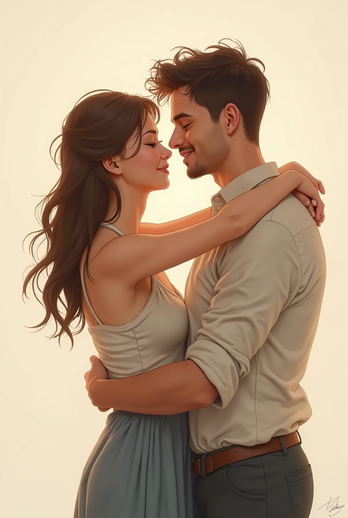 Hugging each other
