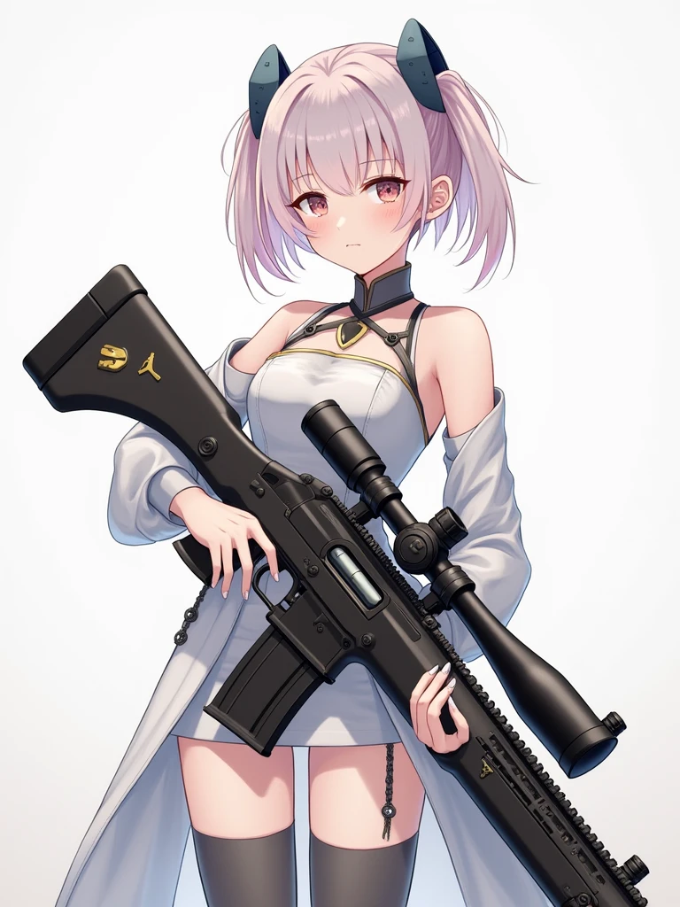 1 girl ,mech girl, holding a heavy sniper rilfe, beautiful clothes,(a high resolution, high detail, Best quality), anime style, from girls frontline, fine details. girls frontline, girls frontline universe, girls frontline style, girls frontline, girls frontline cg, soft anime illustration, 2 0 2 2 anime style, 2022 anime style, pixiv contest winner, pretty anime character design, render of april