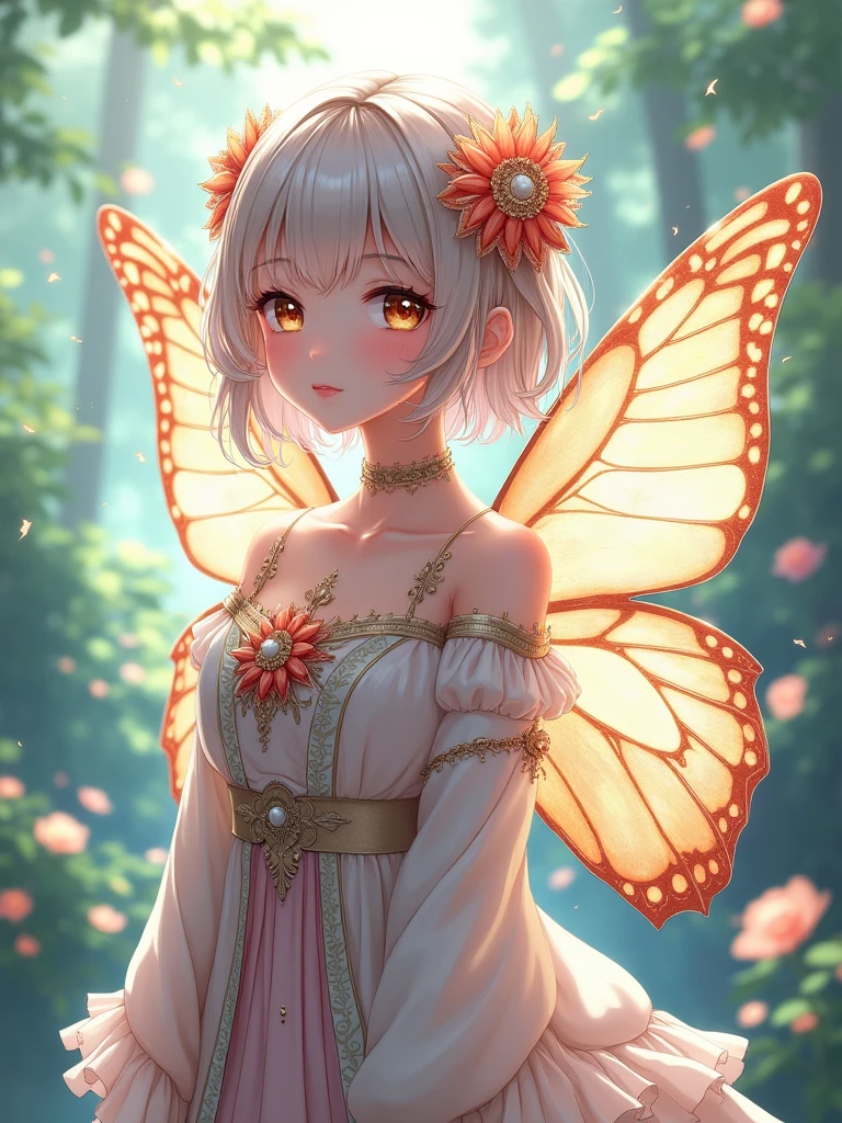 1 girl ,fairy, butterfly wings, beautiful clothes,(a high resolution, high detail, Best quality), anime style, from girls frontline, fine details. girls frontline, girls frontline universe, girls frontline style, girls frontline, girls frontline cg, soft anime illustration, 2 0 2 2 anime style, 2022 anime style, pixiv contest winner, pretty anime character design, render of april
