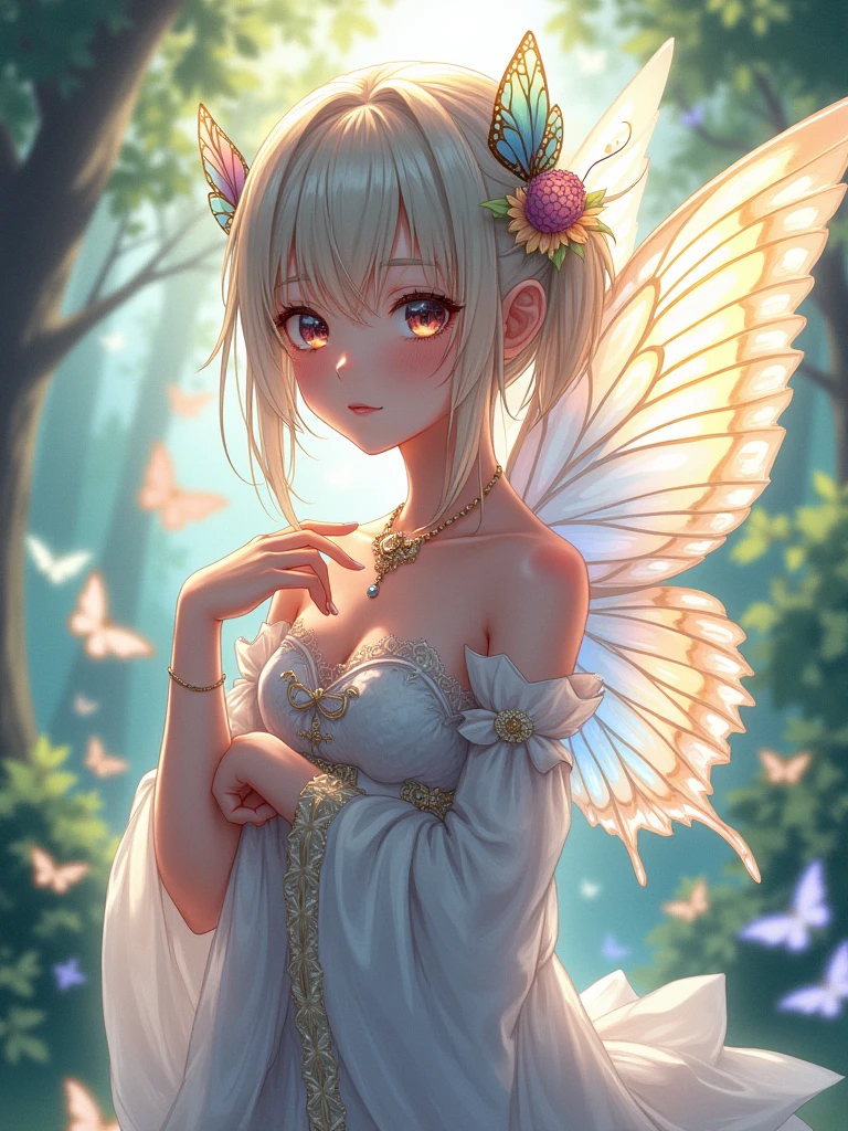1 girl ,fairy, butterfly wings, beautiful clothes,(a high resolution, high detail, Best quality), anime style, from girls frontline, fine details. girls frontline, girls frontline universe, girls frontline style, girls frontline, girls frontline cg, soft anime illustration, 2 0 2 2 anime style, 2022 anime style, pixiv contest winner, pretty anime character design, render of april