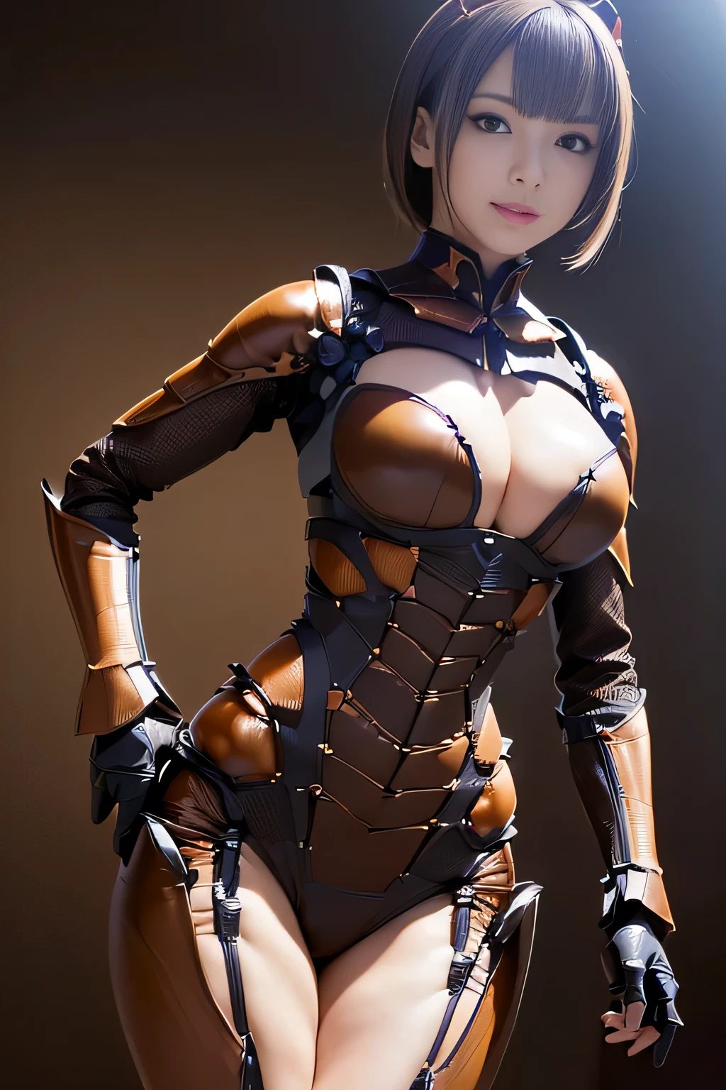 (high resolution,masterpiece,best quality,extremely detailed CG, anime, official art:1.4), realistic, photo, amazing fine details, all intricate, gloss and shiny,awesome many layers, 8k wall paper, 3d, sketch, kawaii, illustration,( solo:1.4), perfect female proportion,villainess, (fusion of dark brown cockroach and lady:1.4), (brown cockroach form lady:1.2), (brown cockroach lady:1.2), (fusion:1.2), (solo:1.4), (evil smile:1.2), muscular, abs, (cockroach brown exoskeleton bio insect suit:1.4), (cockroach brown exoskeleton bio insect armor:1.2), (brown transparency cockroach wing:1.4), (brown cockroach antennae:1.3),