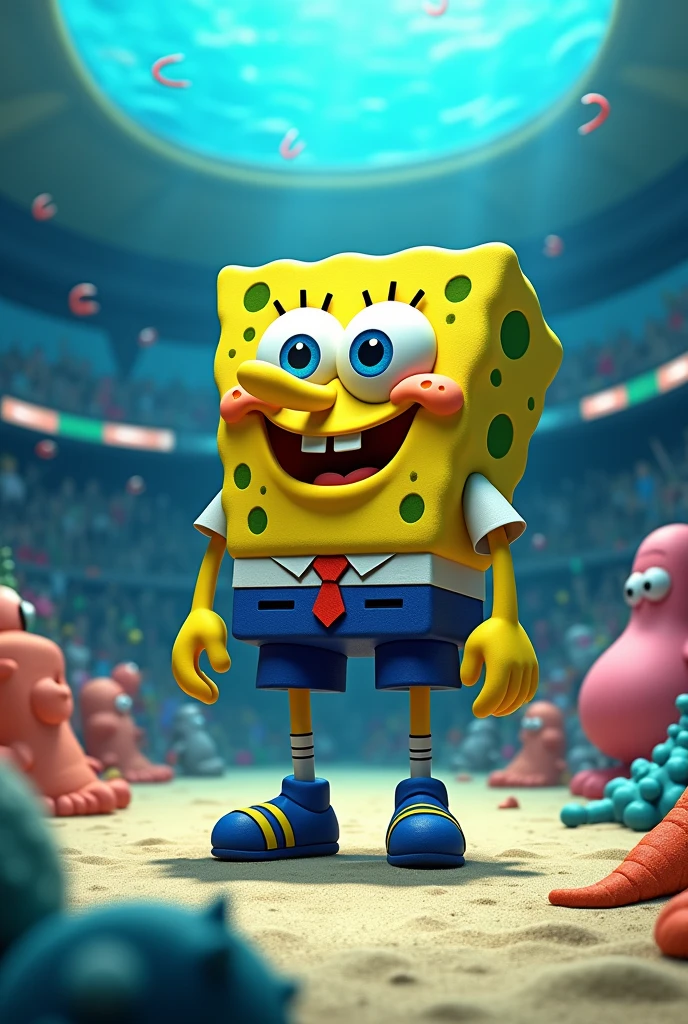 Sponge Bob is ready for a serious competition and he is dressed appropriately
