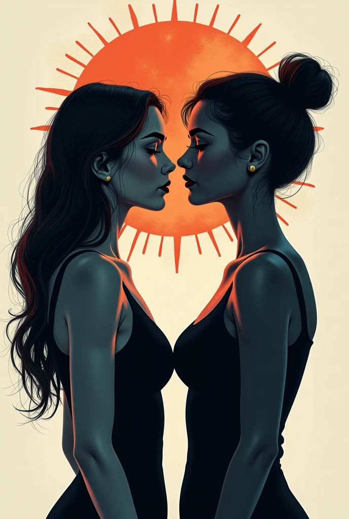 Create an image with two women for a logo, with the name "Negative Energy" for a podcast