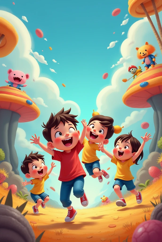 children playing in a cartoon