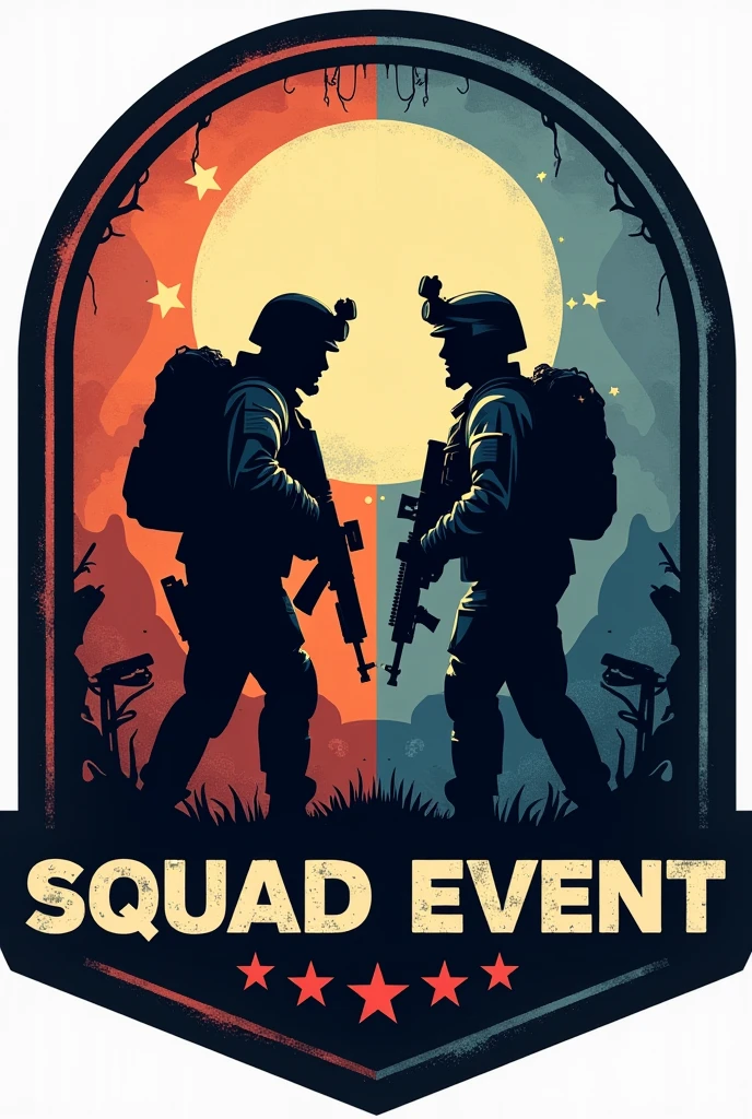 Make a patch logo for a Squad VS Squad military event, 1st hag Maximum of 4 cores