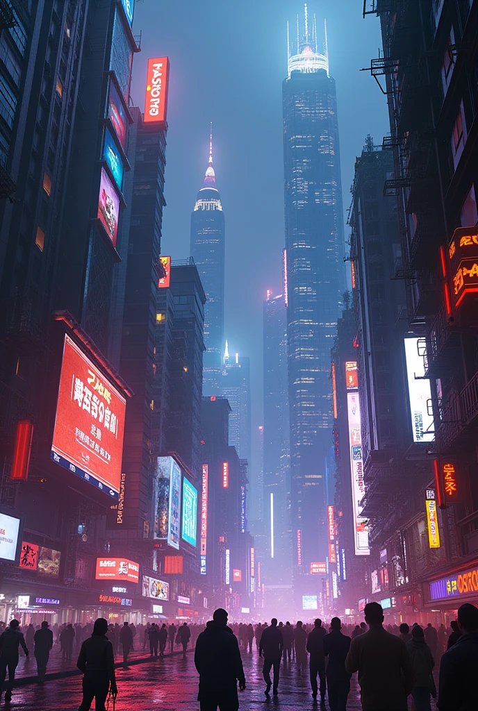 Cyberpunk city at night