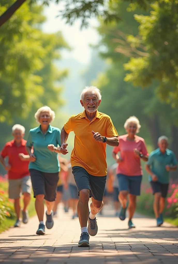 Fais-moi une photo où l’on voit en extérieur des personnes âgées, faire du sport