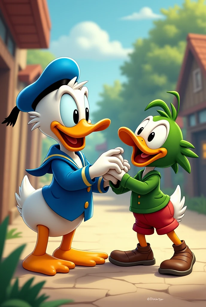 Donald Duck and Cebolinha from Monica&#39;s Gang together

