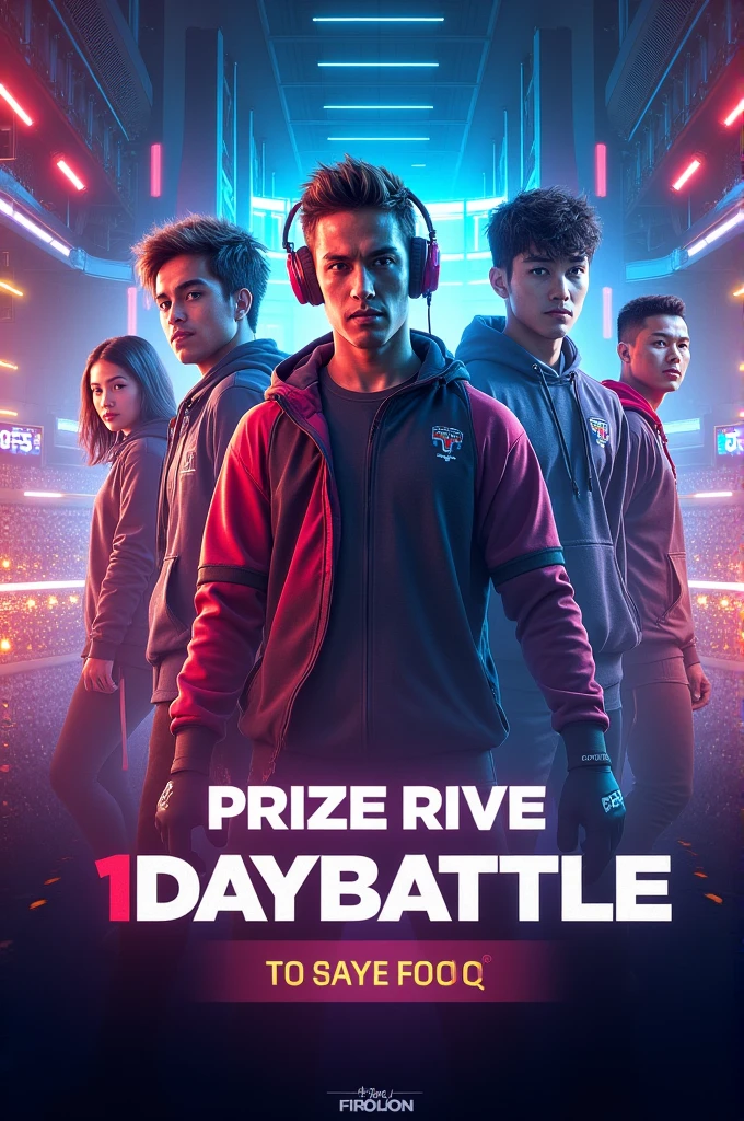 Please create poster for 1daybattle 1st prizepool 300 2nd 2000 3rd 1000 4th and 5th 500 timing 8pm