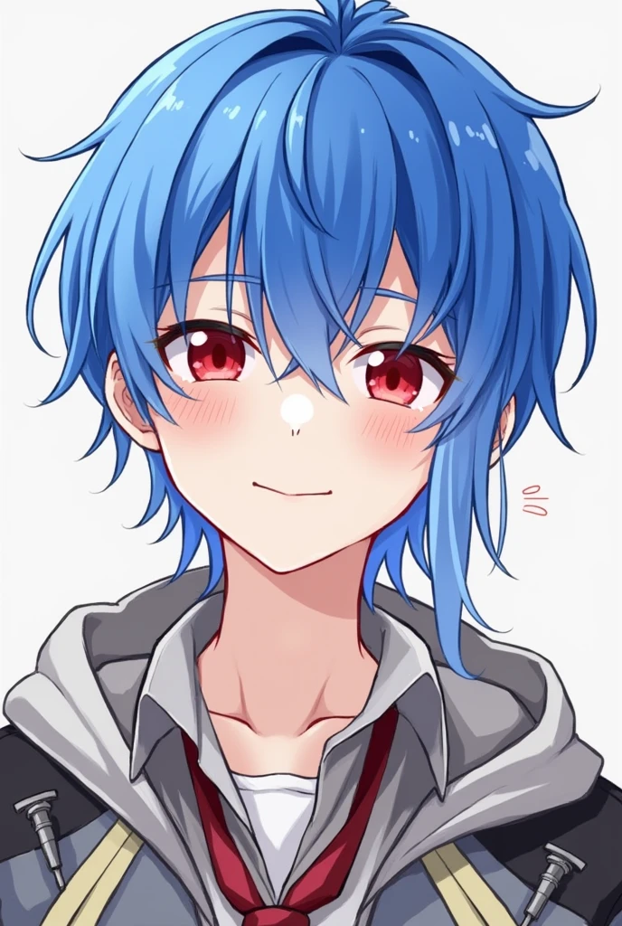 Blue Hair。Red eyes。Male idols。nice。
smile。With background。
Social Media Icons。