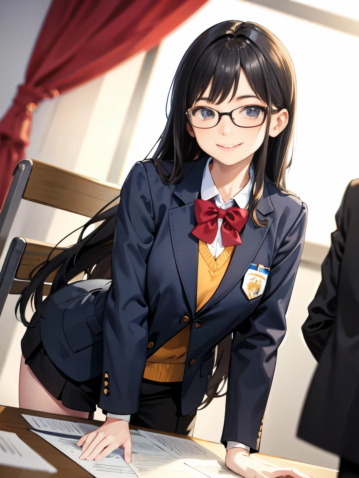 、graduate School、No background、Glasses、adult、smile、sit、outside