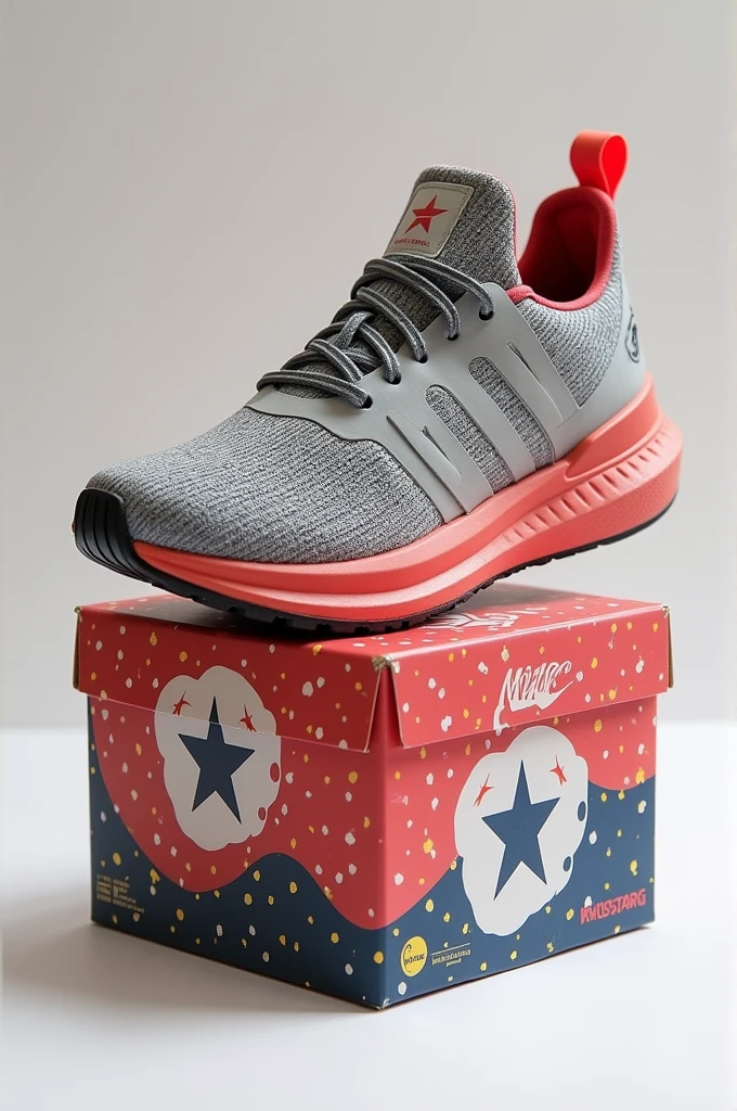 Conception d’Emballage Innovant : Imagine un design d'emballage pour un produit fictif qui met l'accent sur la durabilité, la fonctionnalité, et le branding. Mettre une chaussure et utiliser la marque wstars¢ en mode unique la chaussure doit avoir cette marque sur autour de celle ci