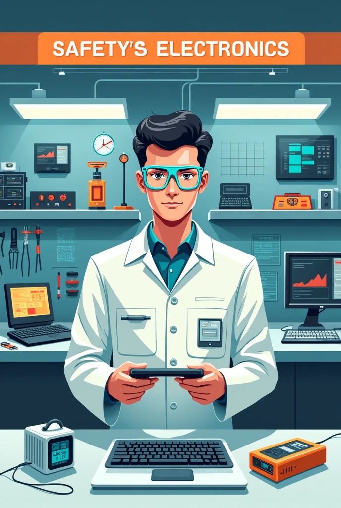 Poster about Safety precautions in electronics without text