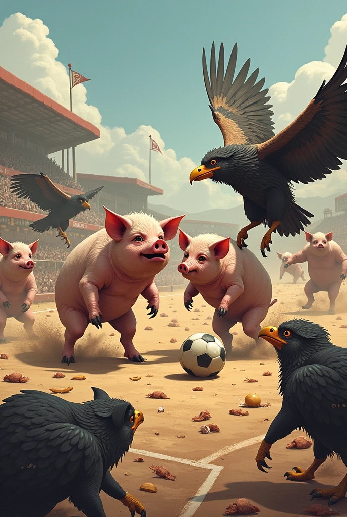 Create a pig vs vulture football team