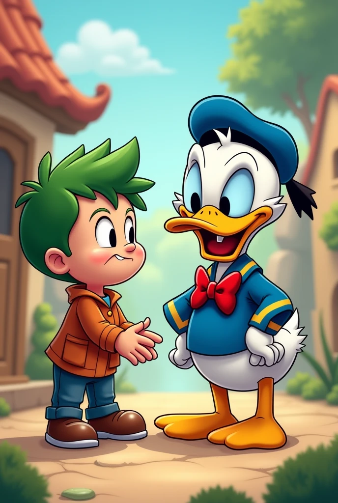 Cebolinha from Monica's Gang with Donald Duck