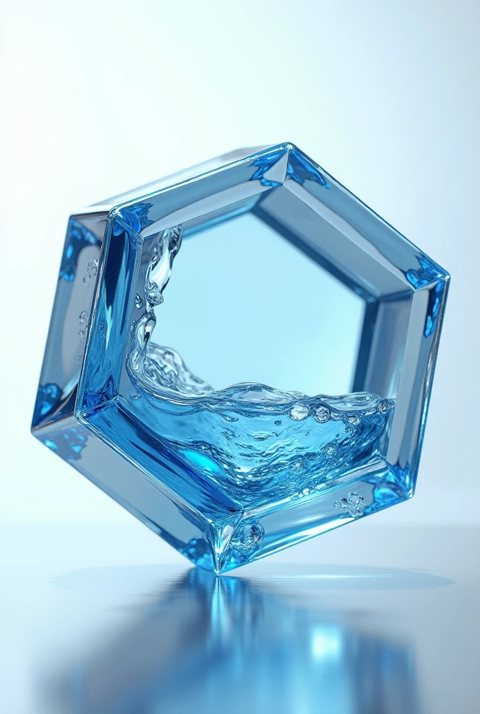 Make the representation of water in an icosahedron that looks more plastic to put in a model with structure, use the color that has the texture of water
