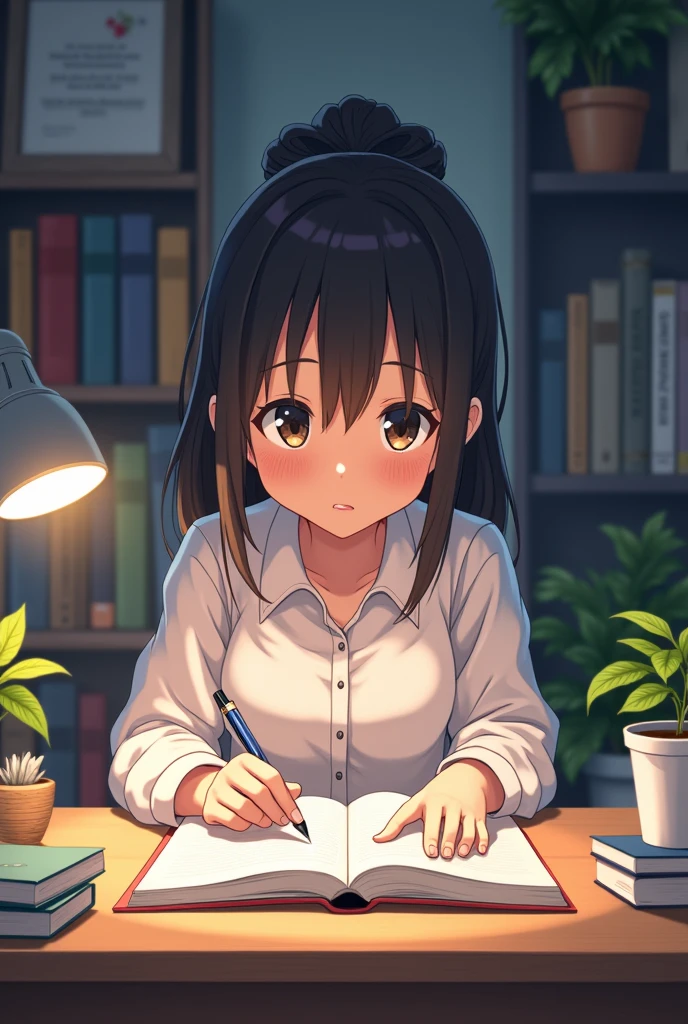 anime girl studying 16:9 image ratio
