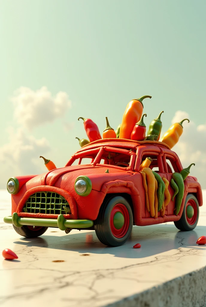 Can you draw a car made of peppers?