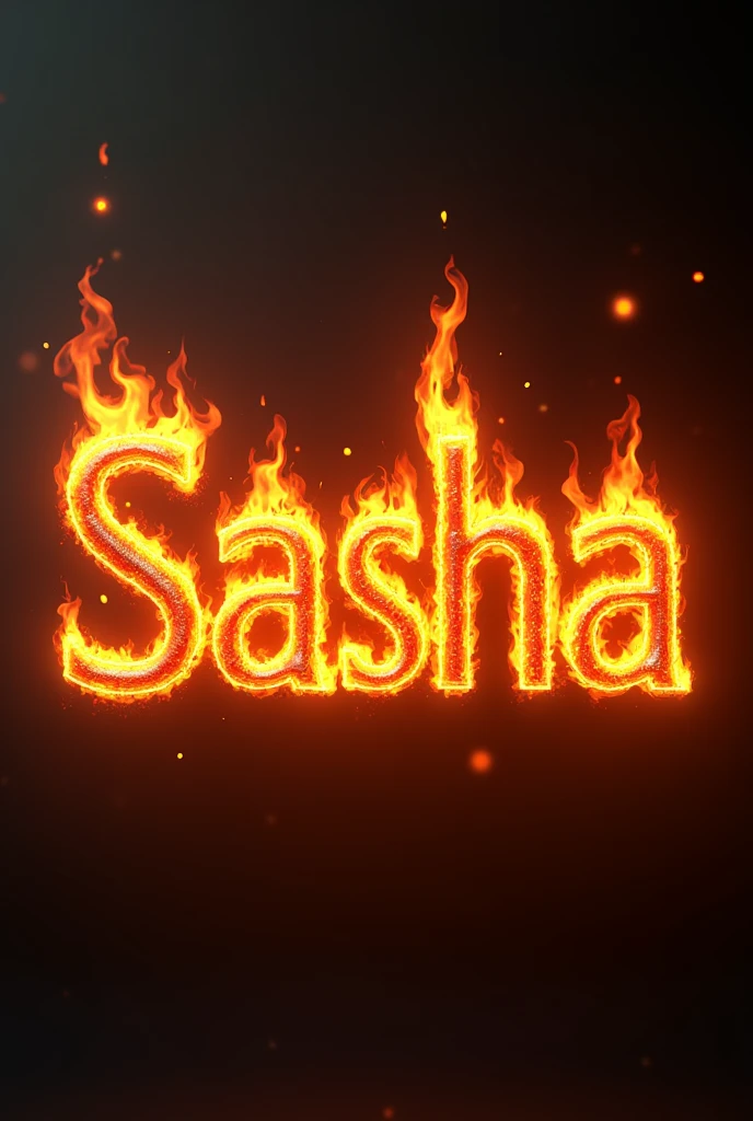 First name sasha surrounded by flame