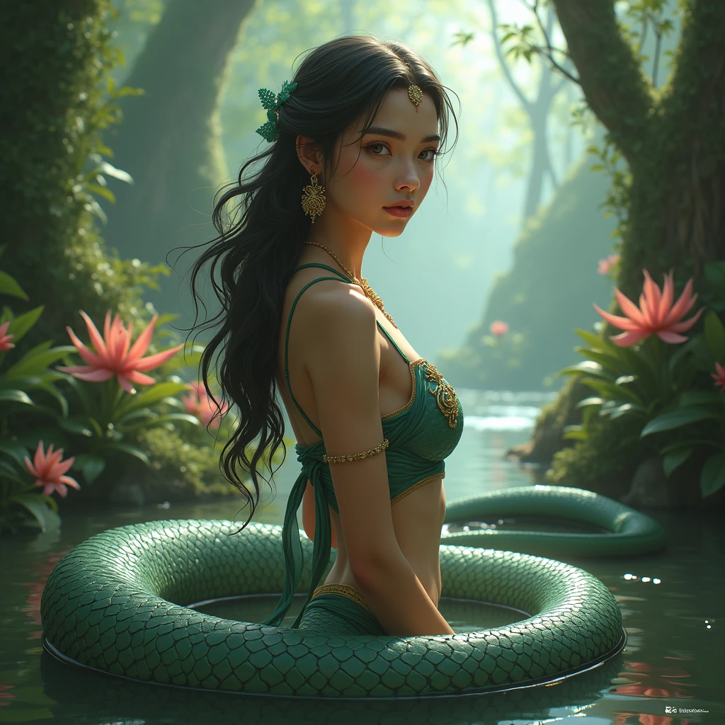 naga, girl with human head and snake body 