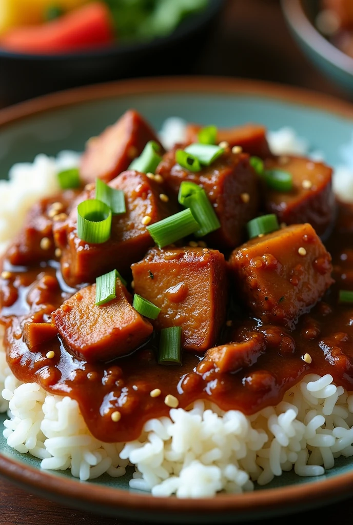 Pares with rice
