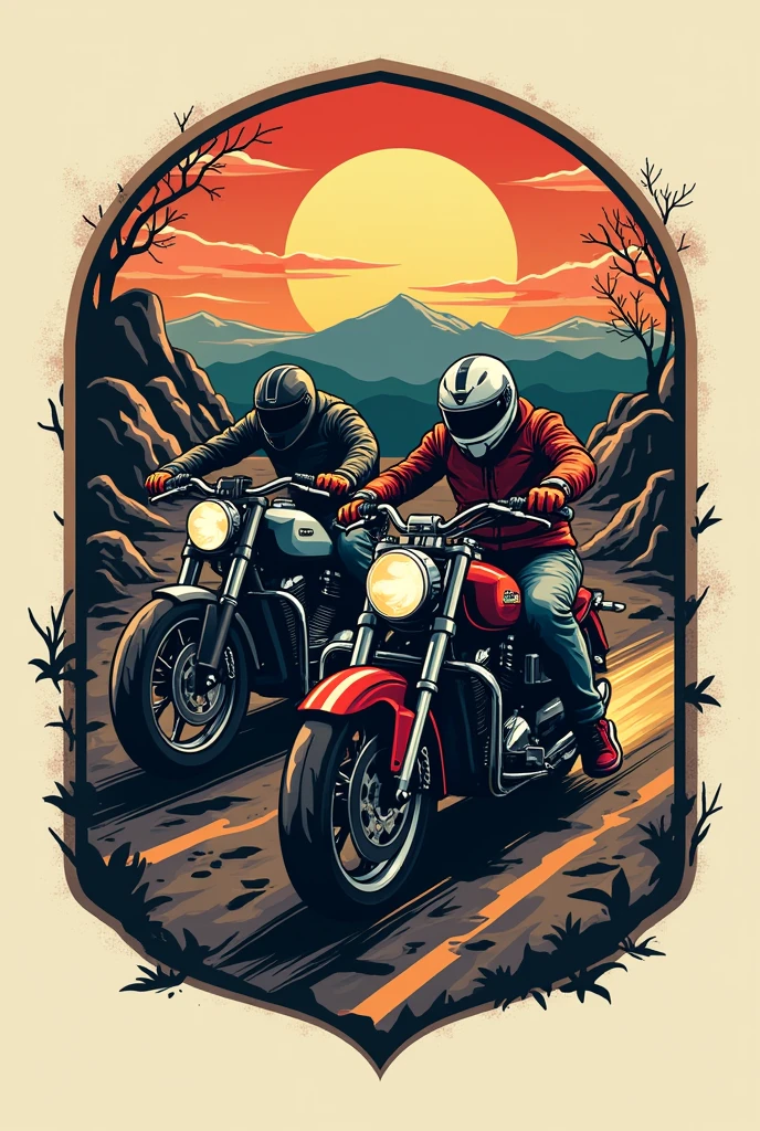 A logo for a group of motorcyclists called 'Elite on Two Wheels - Dias d'Ávila/NOT', which should include motorcycles and refer to the Brazilian backlands