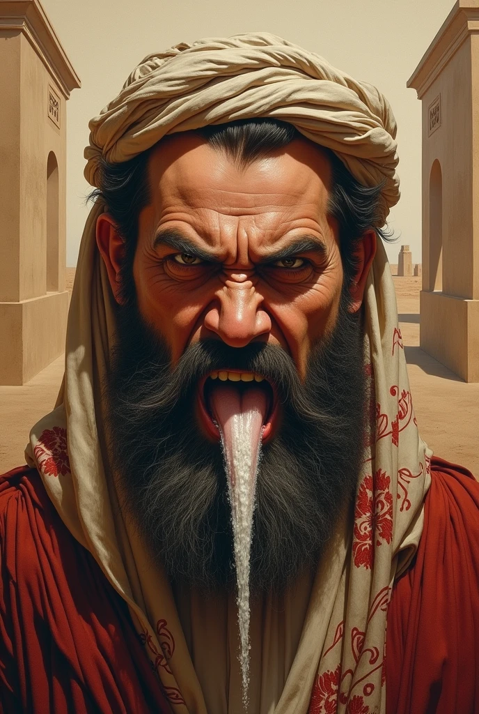 Surely these bastards are spitting in our faces. If you can change that, then draw us that face. Picture in east arabian style.