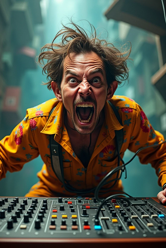 Crazy man in a mixing shirt