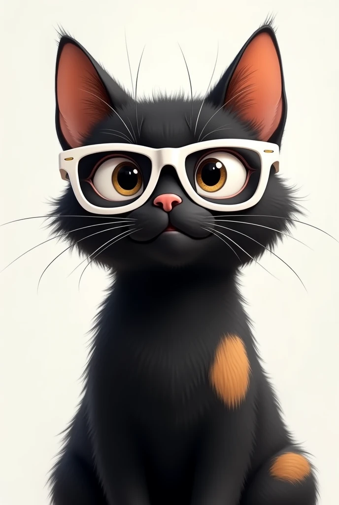 Cute Black cat with white glasses and have little brown fur in back