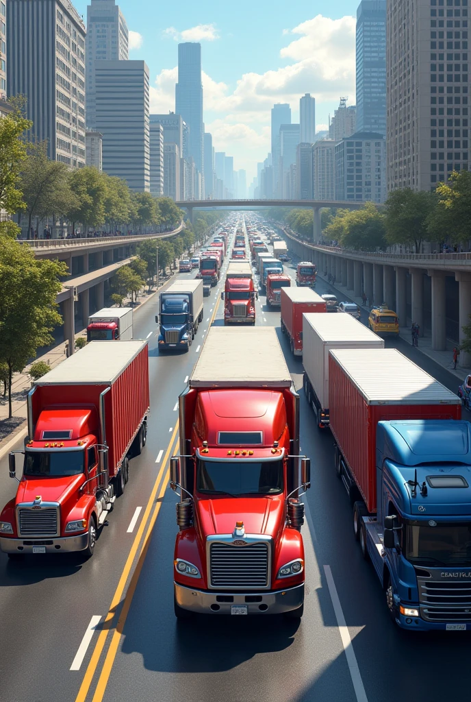 Trucks many