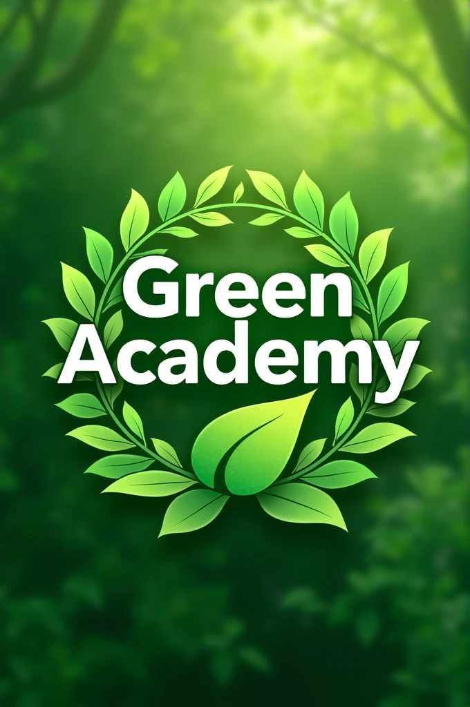 Create logo with name "Green academy" com tons de verde