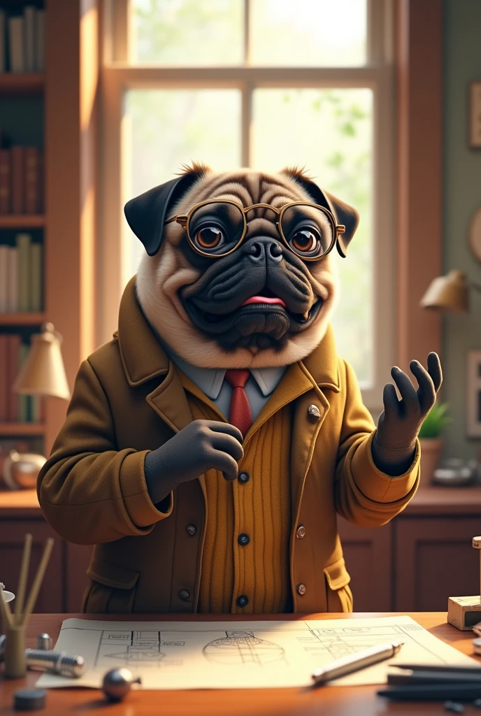 a pug dog teacher and engineer