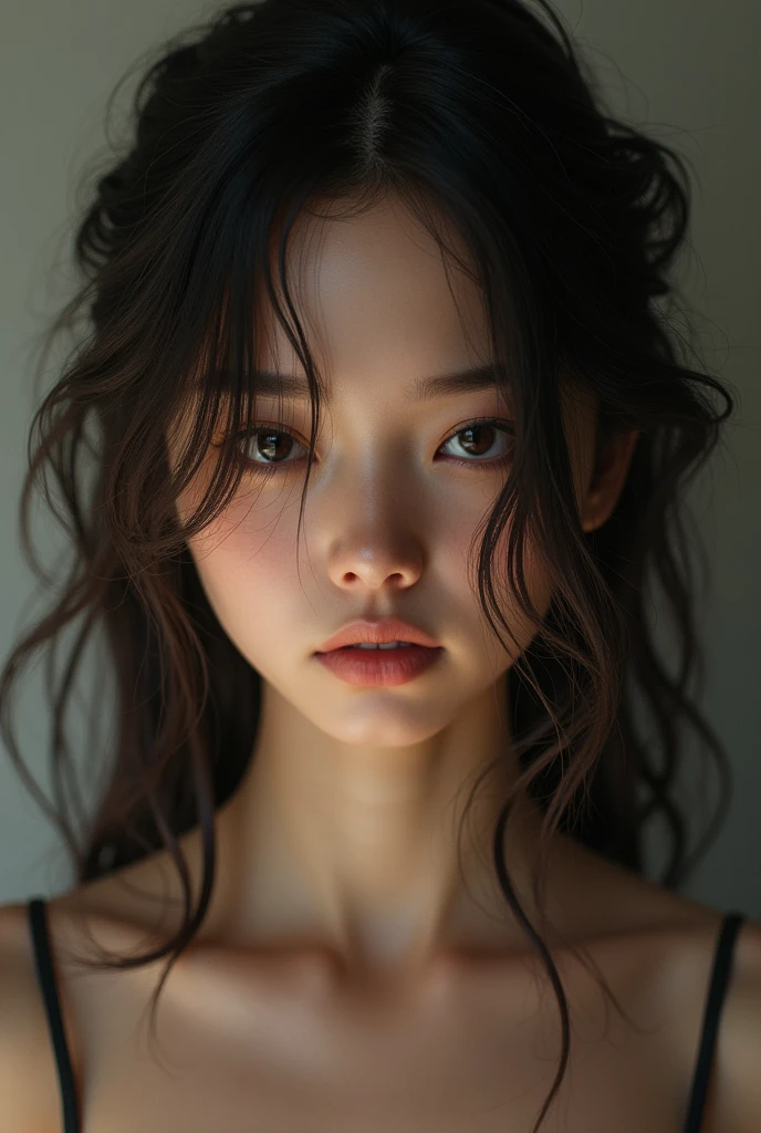 Brunetette, messy, realisitic