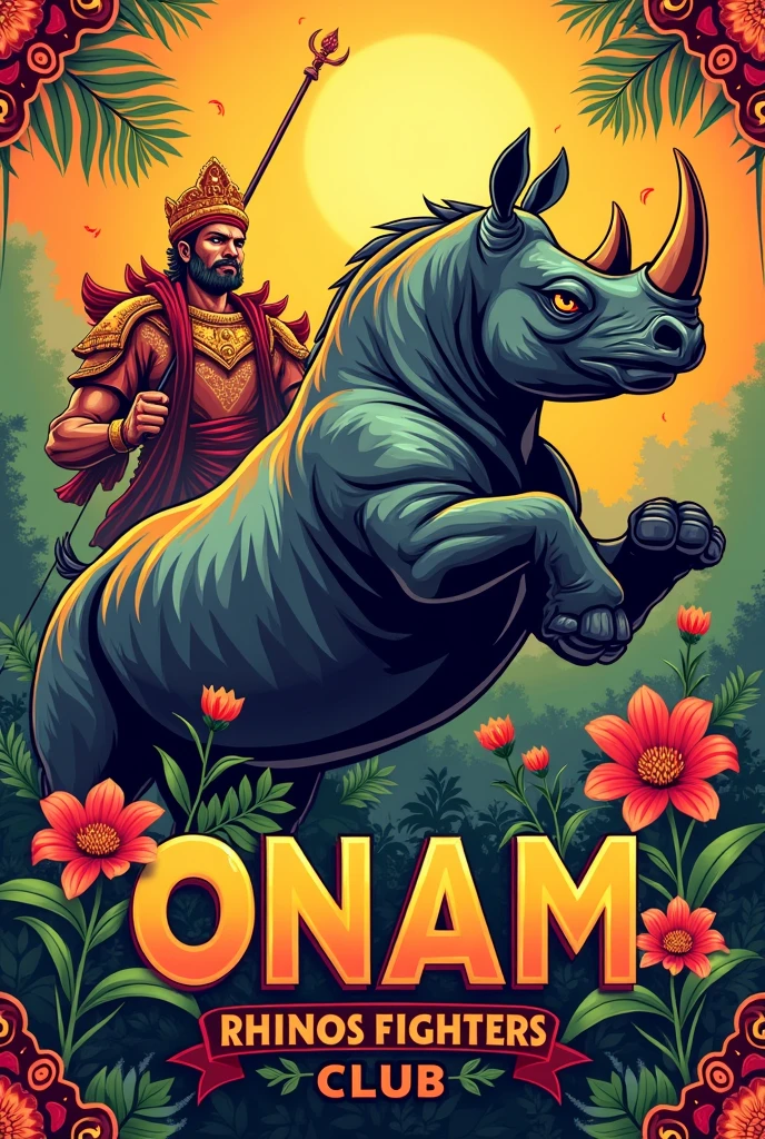 Create an Onam poster for rhinos fighters club