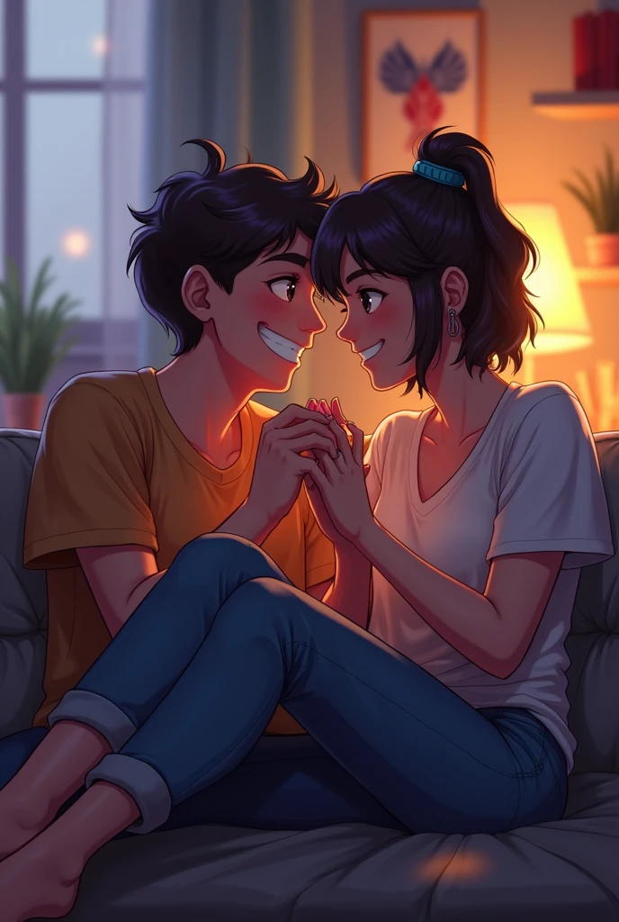 Two friends playing lol on each other's lap