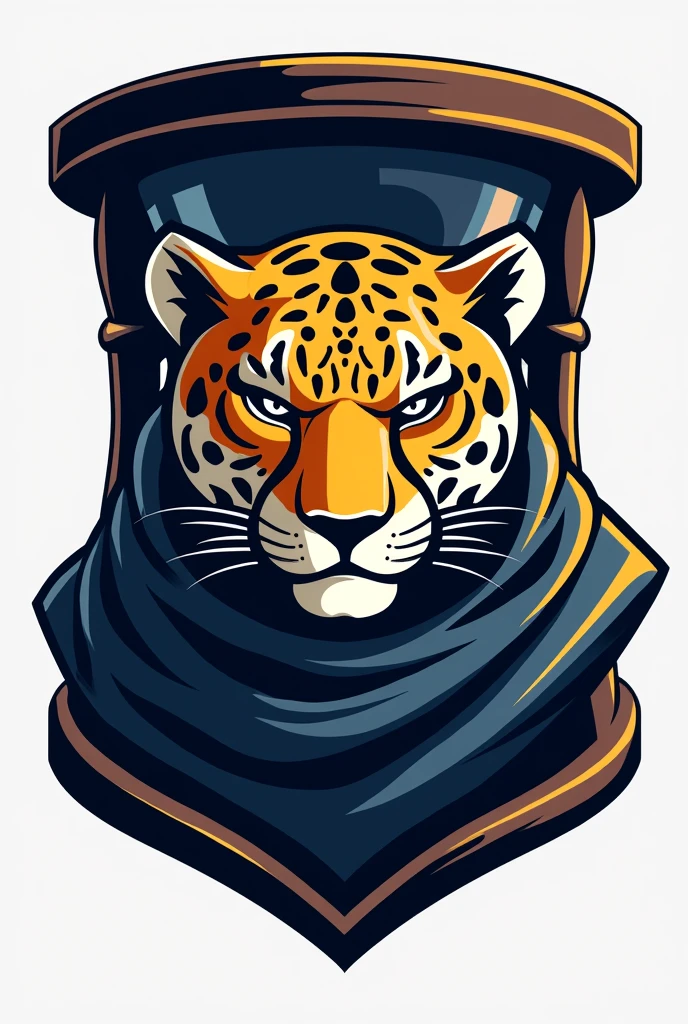 LOGO for SPORTS club Mascot, jaguar wearing a cape, from the front and with a large hourglass behind,
