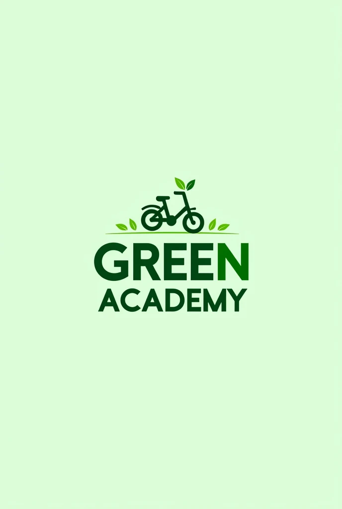 Create logo with name "Green academy" with green tones and bicycle icon
