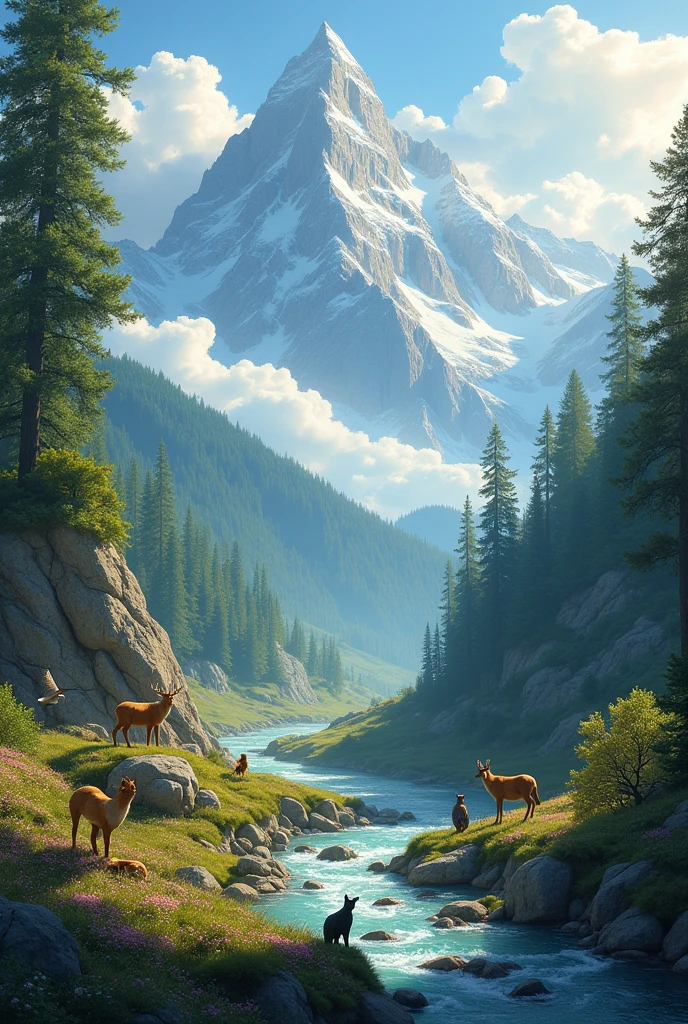 Beautiful nature and mountains and animal images