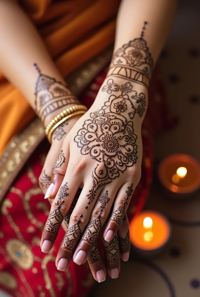 generate more unique Karwa Chauth Special mehndi design on hand