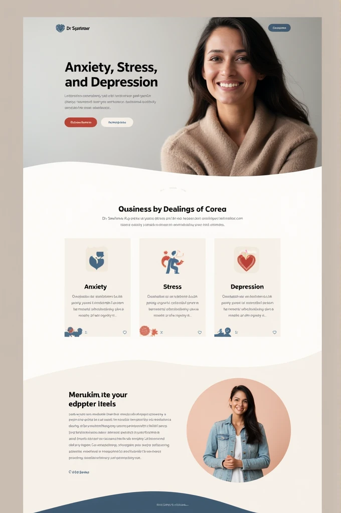 Create a professional template for a therapist named Dr. Satinder Kaur for awareness regarding anxiety , stress and depression .