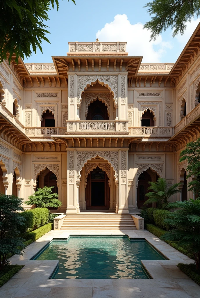 Generate me a haveli ( it’s and Indian house which is ancestral yet beautiful and elegant)